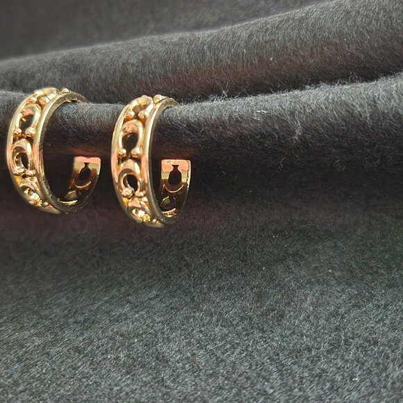 Coach Gold Openwork Hoop Earrings - Picture 9 of 9
